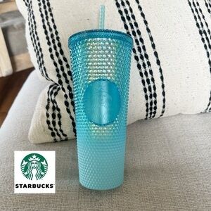 Starbucks 2023 Blue Glacier Gradient/Ombre Bling Cold Cup Tumbler Venti 24oz